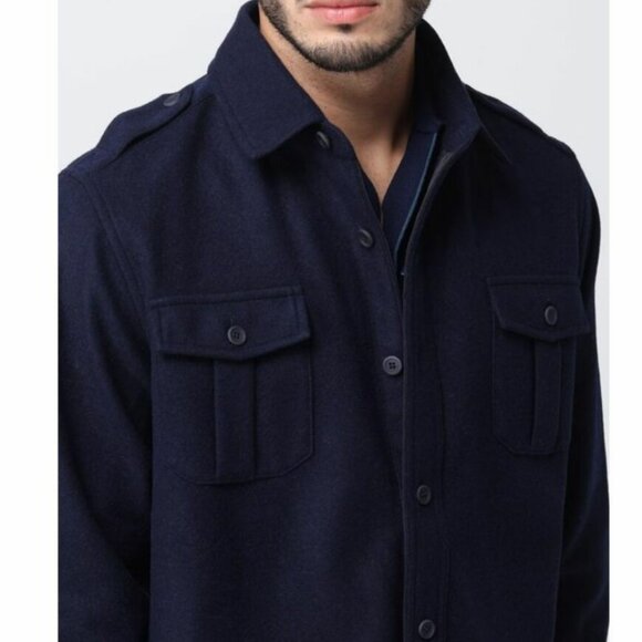 Sease Felpa Generale Virgin Wool & Nylon Over Shirt Dark Navy Blue XL/52 - Picture 4 of 8